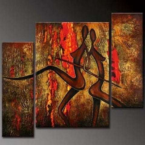 Abstract Figure Painting, Huge Painting, Wall Art, Large Painting, Living Room Wall Art, 3 Piece Wall Art, Home Art Decor-ArtWorkCrafts.com