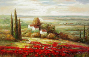 Landscape Painting, Impasto Wall Art, Red Poppy Field, Flower Field, Wall Art, Art Painting, Canvas Painting, Heavy Texture Art, Canvas Oil Painting, Canvas Art-ArtWorkCrafts.com