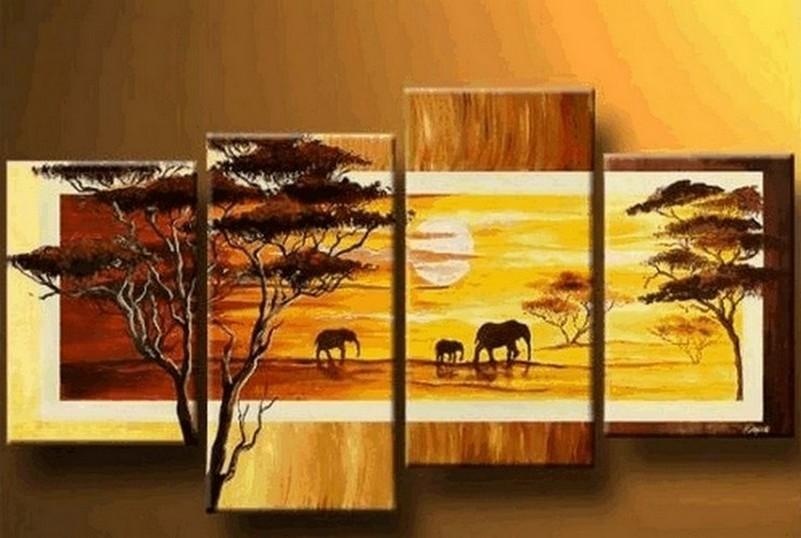 African Painting, Sunset Painting, Large Painting for Sale, Hand Painted Canvas Art, Landscape Paintings, Living Room Wall Art Paintings-ArtWorkCrafts.com