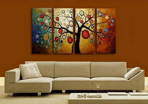 Abstract Painting, Tree of Life Painting, Abstract Art, 4 Piece Canvas Art, Contemporary Art, Modern Art-ArtWorkCrafts.com