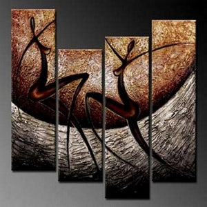 4 Piece Acrylic Painting, Abstract Figure Painting, Bedroom Wall Painting, Acrylic Painting Above Bed, Simple Modern Wall Art-ArtWorkCrafts.com