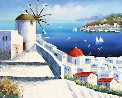 Landscape Painting, Wall Art, Large Painting, Mediterranean Sea Painting, Canvas Painting, Bedroom Art, Oil Painting, Canvas Wall Art-ArtWorkCrafts.com