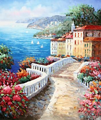 Landscape Painting, Wall Art, Canvas Painting, Large Painting, Bedroom Wall Art, Oil Painting, Art Painting, Canvas Art, Seascape Art, Garden Path-ArtWorkCrafts.com