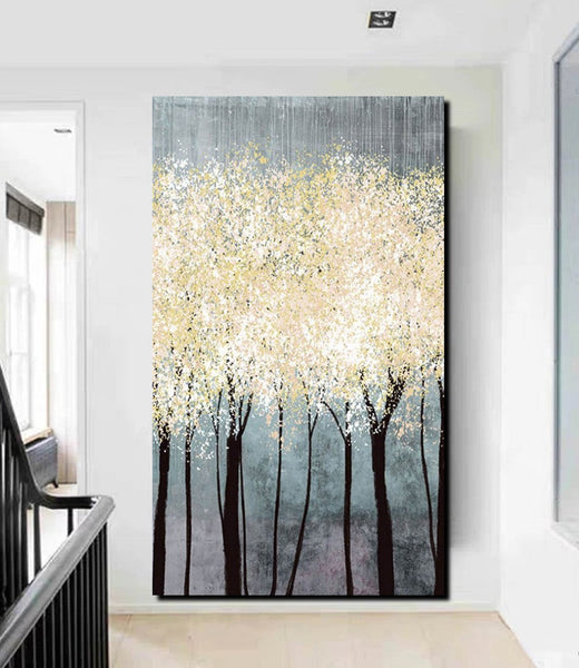 Acrylic Abstract Painting, Tree Paintings, Large Painting on Canvas, Living Room Wall Art Paintings, Buy Paintings Online, Acrylic Painting for Sale-ArtWorkCrafts.com