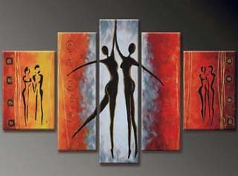 Dancing Figure Painting, Abstract Art, Canvas Painting, Wall Art, Large Art, Abstract Painting, Large Canvas Art, 5 Piece Wall Art, Bedroom Wall Art-ArtWorkCrafts.com