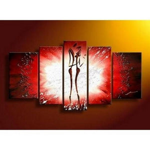 Canvas Art, 5 Panel Canvas Art, Abstract Art of Love, Canvas Painting, Wall Art, Lovers Painting-ArtWorkCrafts.com