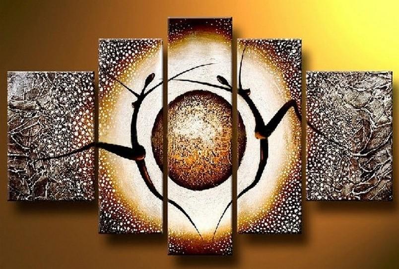 Abstract Acrylic Painting, African Girl Painting, 5 Piece Canvas Painting, Modern Paintings for Living Room, Buy Painting Online-ArtWorkCrafts.com