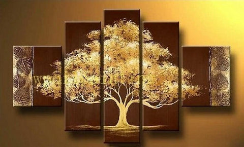 Simple Modern Art, Tree of Life Painting, Acrylic Abstract Painting, 5 Piece Canvas Painting, Acrylic Painting for Bedroom-ArtWorkCrafts.com
