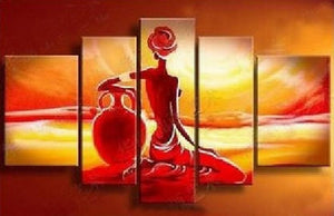 African Canvas Paintings, African Girl Painting, Sunset Painting, Canvas Painting for Living Room, African Woman Painting, Buy Art Online-ArtWorkCrafts.com
