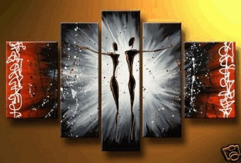 Dancing Figure Painting, Canvas Painting, Wall Art, Large Art, Abstract Painting, 5 Piece Wall Art, Bedroom Wall Art-ArtWorkCrafts.com