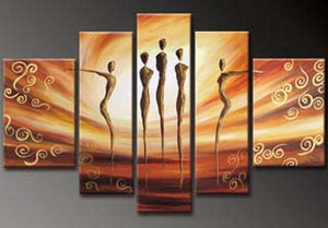 Canvas Art, 5 Piece Canvas Art, Dancing Figure Painting, Abstract Art, Canvas Painting, Wall Art, Large Art, Abstract Painting, Bedroom Wall Art-ArtWorkCrafts.com