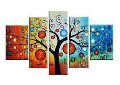Tree of Life Painting, Abstract Art, Abstract Painting, Large Canvas Art, Heavy Texture Art, Flower Art, Canvas Painting, 5 Piece Wall Art, Modern Art, Acrylic Art-ArtWorkCrafts.com