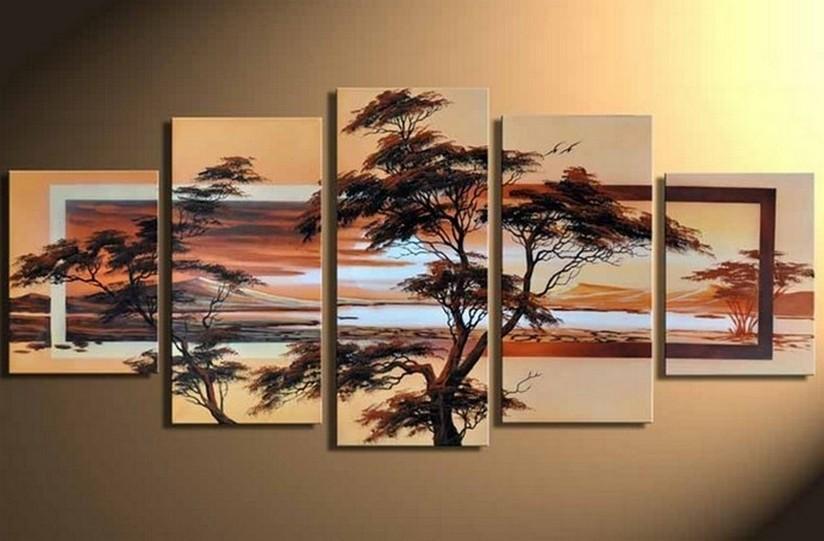 Tree of Life Painting, Ready to Hang, Large Art, Abstract Art, Flower Oil Painting, Abstract Painting, Canvas Painting, 5 Piece Wall Art, Canvas Art Painting-ArtWorkCrafts.com