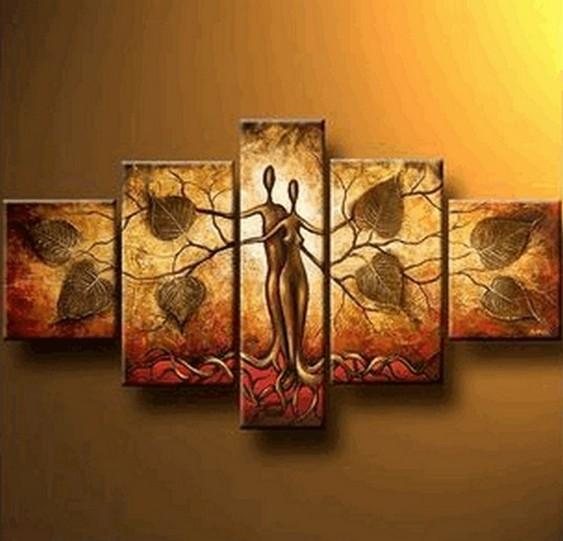 Canvas Painting, Abstract Painting, Tree of life Painting, Ready to Hang, Abstract Wall Art, 5 Piece Art Painting-ArtWorkCrafts.com