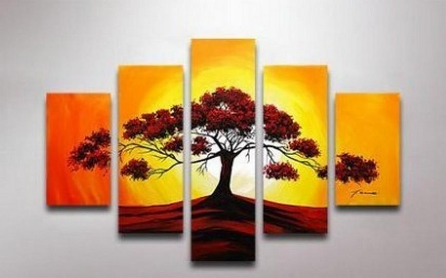 Tree of Life Painting, Ready to Hang, Large Art, Abstract Art, Extra Large Painting, 5 Piece Canvas Art, Canvas Art-ArtWorkCrafts.com