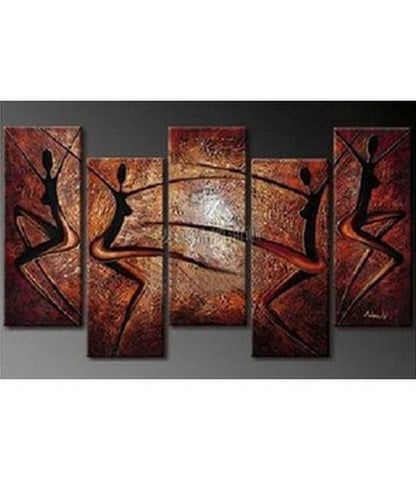 XL Wall Art, Abstract Art, Abstract Painting, Canvas Painting, Abstract Figure Painting, 5 Piece Wall Art, Huge Wall Art, Acrylic Art, Ready to Hang-ArtWorkCrafts.com