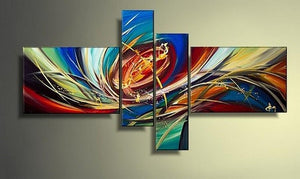 Colorful Lines, Contemporary Abstract Painting, Acrylic Modern Paintings, 4 Piece Wall Art Paintings, Living Room Canvas Painting, Hand Painted Art, Simple Modern Art-ArtWorkCrafts.com