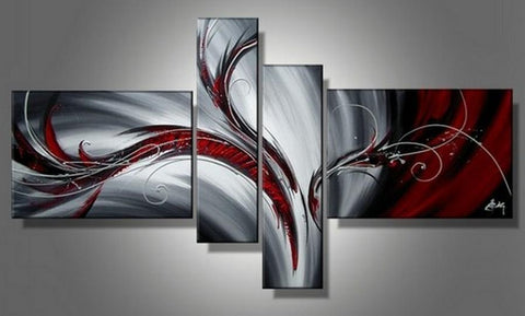 Canvas Art Painting, Large Wall Art Ideas for Living Room, Abstract Abstract Painting, Acrylic Abstract Art, 4 Piece Wall Art, Hand Painted Canvas Art-ArtWorkCrafts.com
