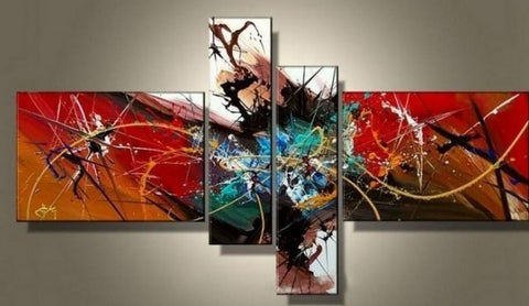 Abstract Modern Painting, 4 Piece Wall Art Paintings, Living Room Canvas Painting, Hand Painted Art, Group Painting for Sale-ArtWorkCrafts.com