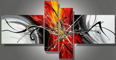 Simple Canvas Art Painting, Modern Abstract Painting, Acrylic Painting for Living Room, 4 Piece Wall Art, Contemporary Acrylic Paintings-ArtWorkCrafts.com