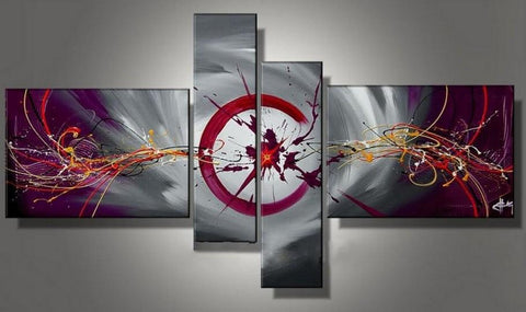 Large Canvas Art Painting, Large Wall Paintings for Living Room, Abstract Canvas Painting, 4 Panel Canvas Painting, Hand Painted Art on Canvas-ArtWorkCrafts.com