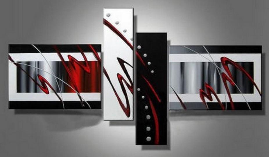Abstract Lines Painting, Canvas Art Painting, Acrylic Art Paintings, Living Room Wall Art Ideas, 4 Panel Wall Art, Hand Painted Canvas Art-ArtWorkCrafts.com