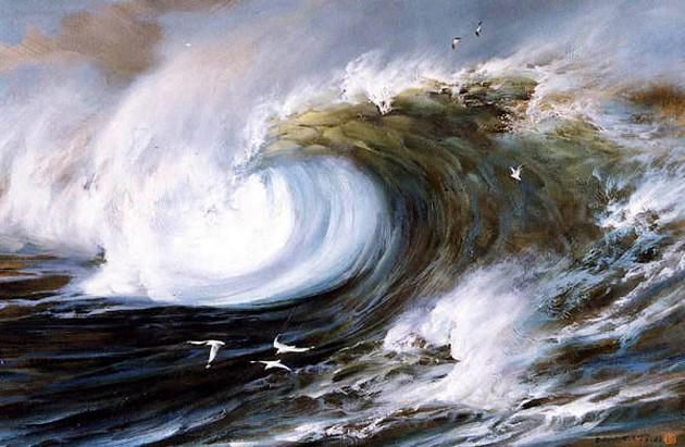 pacific Ocean, Big Wave, Seascape Art, Hand Painted Art, Canvas Art, Canvas Painting, Large Wall Art, Large Painting, Canvas Oil Painting, Canvas Wall Art-ArtWorkCrafts.com