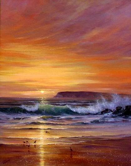 Seascape Art, pacific Ocean, Big Wave, Sunset Painting, Canvas Art, Canvas Painting, Large Wall Art, Large Painting, Canvas Oil Painting, Canvas Art-ArtWorkCrafts.com