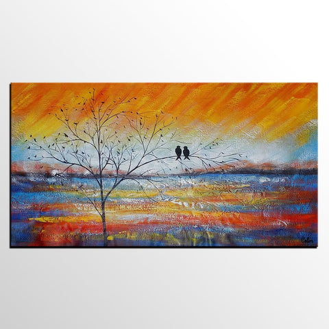 Acrylic Abstract Painting, Love Birds Painting, Living Room Wall Art Paintings, Custom Original Paintings, Acrylic Painting for Sale-ArtWorkCrafts.com