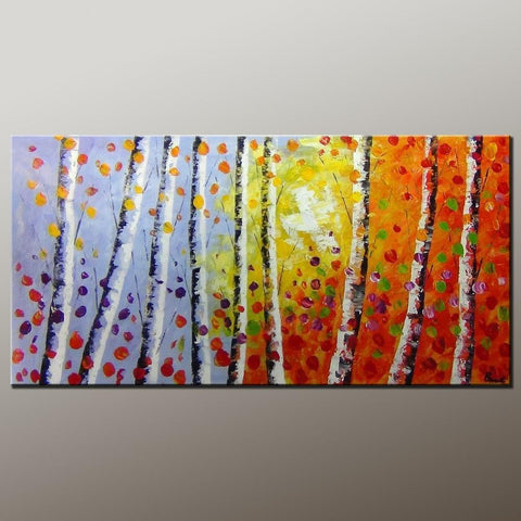 Tree Art, Wall Painting, Autumn Tree Painting, Abstract Art Painting, Canvas Wall Art, Bedroom Wall Art, Canvas Art, Modern Art, Contemporary Art-ArtWorkCrafts.com