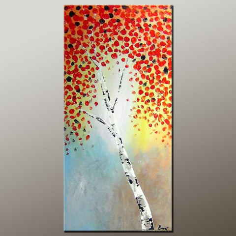 Tree Art, Acrylic Painting, Autumn Tree Painting, Abstract Art Painting, Canvas Wall Art, Bedroom Wall Art, Canvas Art, Modern Art, Contemporary Art-ArtWorkCrafts.com