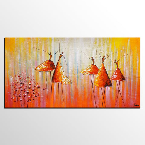 Dancing Painting, Ballet Dancer Painting, Large Abstract Painting for Sale, Heavy Texture Painting, Modern Paintings for Bedroom-ArtWorkCrafts.com