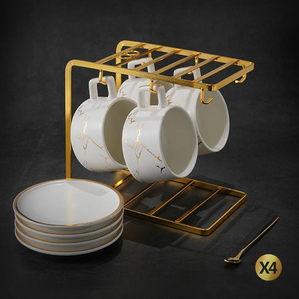 Black Coffee Cup, White Coffee Mug, Tea Cup, Ceramic Cup, Coffee Cup and Saucer Set-ArtWorkCrafts.com