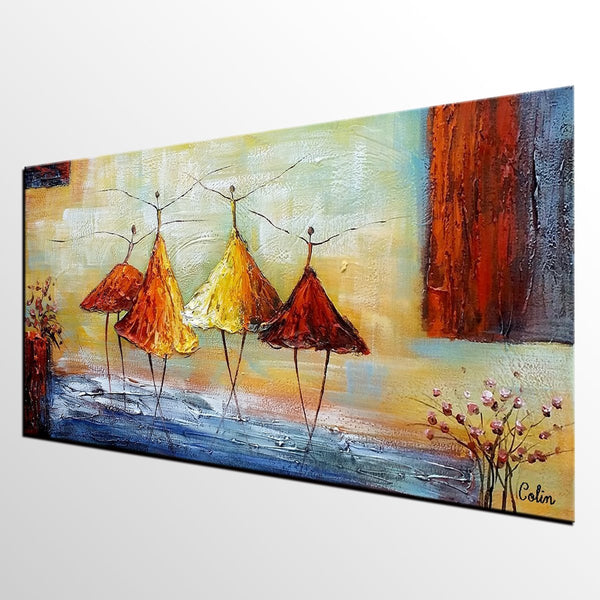 Abstract Modern Painting, Ballet Dancer Painting, Dancing Painting, Heavy Texture Art Paintings, Acrylic Painting for Dining Room,Custom Art-ArtWorkCrafts.com