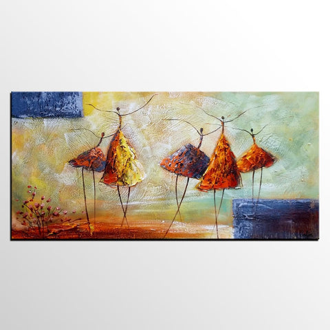 Dancing Painting, Heavy Texture Painting, Ballet Dancer Painting, Custom Large Painting for Sale, Paintings for Bedroom, Buy Wall Art Online-ArtWorkCrafts.com