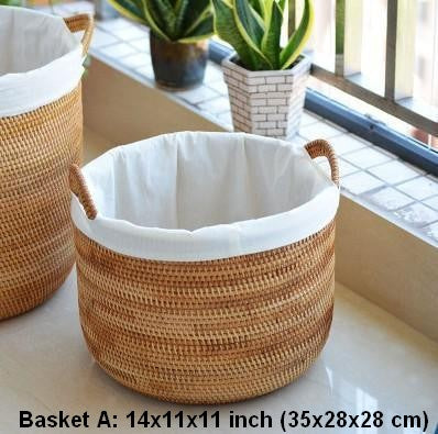 Round Storage Baskets, Extra Large Rattan Storage Baskets, Oversized Laundry Storage Baskets, Storage Baskets for Clothes, Storage Baskets for Bathroom-ArtWorkCrafts.com