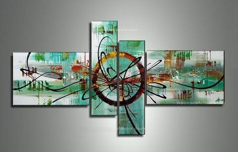 Abstract Oil Painting, Modern Canvas Painting, 4 Piece Canvas Art, Living Room Canvas Wall Art, Simple Modern Art, Large Painting on Canvas-ArtWorkCrafts.com