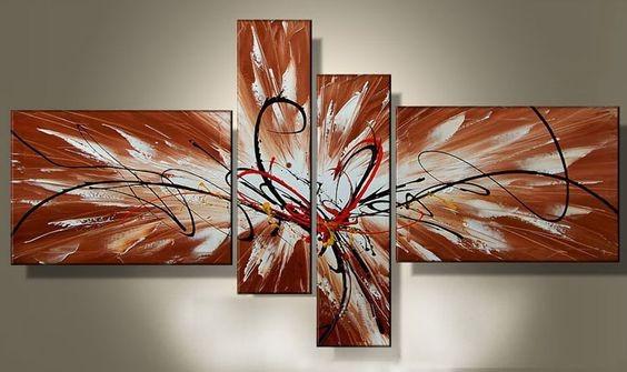 Modern Abstract Art, Bedroom Canvas Painting, Abstract Painting on Canvas, 4 Piece Abstract Art, Dining Room Wall Art for Sale-ArtWorkCrafts.com