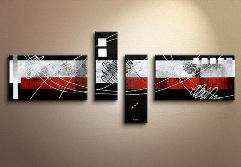 Modern Canvas Art Paintings, Large Abstract Painting for Living Room, Oil Painting on Canvas, Black and Red Canvas Painting, Modern Painting for Sale-ArtWorkCrafts.com
