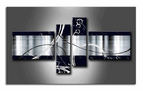 Huge Art, Black and White Large Canvas Art, Abstract Art, 4 Piece Canvas Art, Abstract Painting, Contemporary Wall Art-ArtWorkCrafts.com