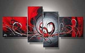Simple Abstract Painting, Modern Abstract Paintings, Black and Red Wall Art Paintings, Living Room Canvas Painting, Buy Art Online-ArtWorkCrafts.com