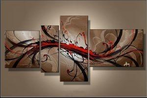 Wall Hanging, Extra Large Painting, Living Room Wall Art, 4 Panel Modern Art, Extra Large Art-ArtWorkCrafts.com