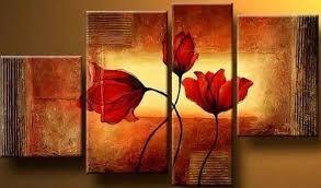 Abstract Art Set, Living Room Wall Art, Extra Large Painting, 4 Piece Abstract Painting, Flower Art, Contemporary Artwork-ArtWorkCrafts.com