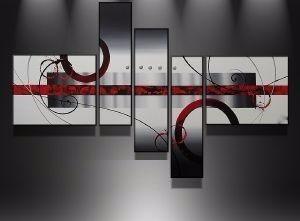 Black Canvas Painting, Abstract Painting, Huge Wall Art, Acrylic Art, 5 Piece Wall Painting, Hand Painted Art, Art for Sale-ArtWorkCrafts.com
