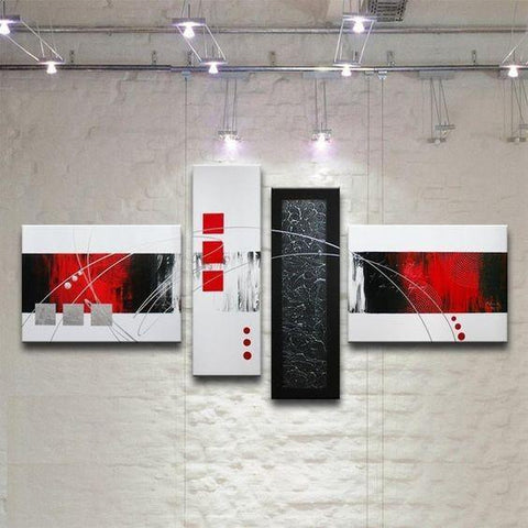 Large Wall Art, Abstract Art, Canvas Art Painting, Acrylic Art, 4 Panel Wall Art, Canvas Painting, 100% Hand Painted Art-ArtWorkCrafts.com