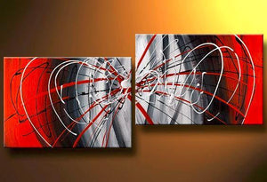 Large Art, Black and Red Canvas Painting, Abstract Art, Wall Art, Wall Hanging, Bedroom Wall Art-ArtWorkCrafts.com