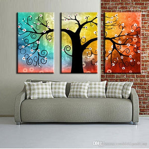 3 Piece Canvas Painting, Tree of Life Painting, Hand Painted Wall Art, Acrylic Painting for Bedroom, Group Paintings for Sale-ArtWorkCrafts.com