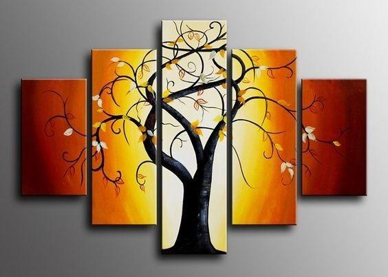 Abstract Canvas Painting, Extra Large Wall Art Paintings for Living Room, 5 Piece Canvas Paintings, Tree of Life Painting, Buy Paintings Online-ArtWorkCrafts.com