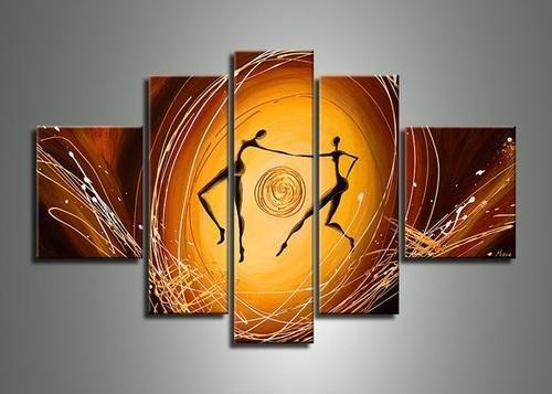 Extra Large Paintings for Living Room, 5 Piece Canvas Art, Buy Abstract Paintings, Abstract Figure Painting, Large Acrylic Paintings on Canvas-ArtWorkCrafts.com