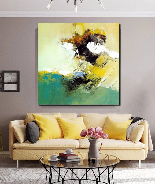 Acrylic Painting for Bedroom, Modern Canvas Painting, Contemporary Artwork, Green Abstract Acrylic Paintings, Hand Painted Canvas Art-ArtWorkCrafts.com